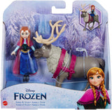Mattel DISNEY De ijskoningin Anna & Sven pop en dierenfiguur, geïnspireerd door de geanimeerde personages, beweegbare ledematen, afneembare rok en cape, voor kinderen vanaf 3 jaar, HLX03 Naty Shop-poppen