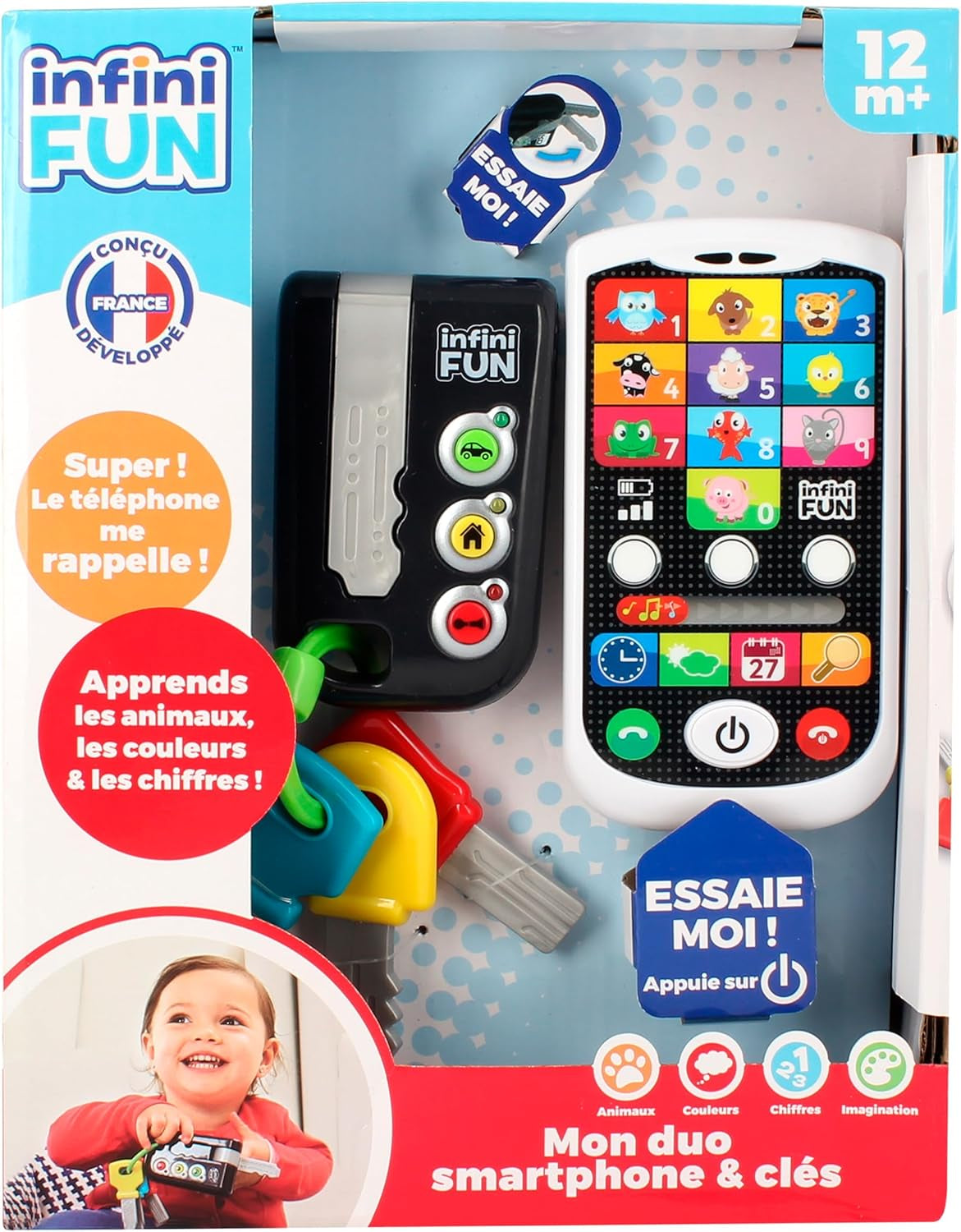 My Duo High-Tech Phone + Key - Een zeer realistische telefoon en sleutel. - Speelgoed voor meerdere leerprojecten vanaf 12 maanden Bebe Naty Shop Toys Standaardtitel
