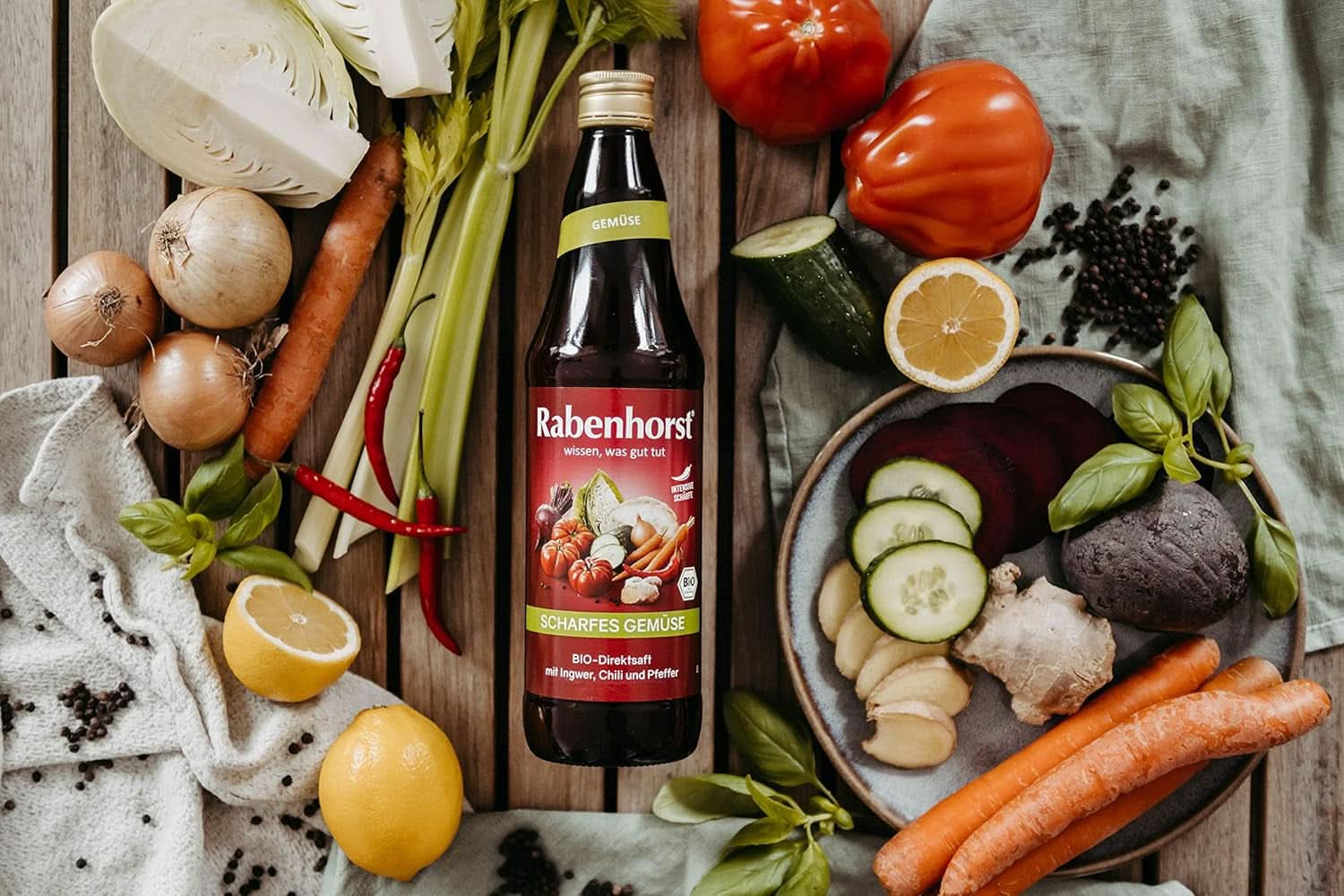 RABENHORST (6 x 700 ml) - Hoogwaardig groentesap van diverse groenten met een intens pittige smaak Alcoholvrije dranken Naty Shop