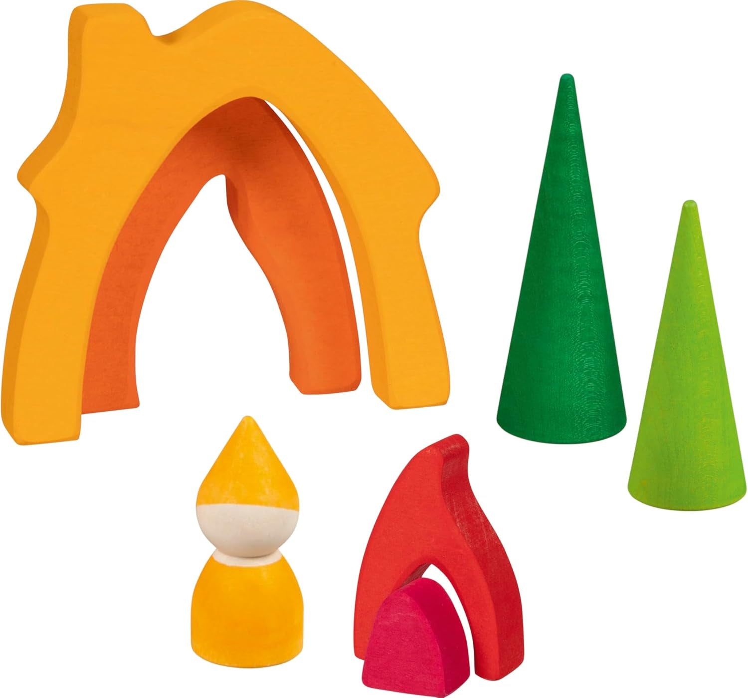 Goki 58427 - Dwergenhuis - Goki Evolution - Gemaakt van hoogwaardig esdoornhout - 7 delen - Kleurrijke verf op waterbasis - Made in Europe Poppenhuizen Naty Shop