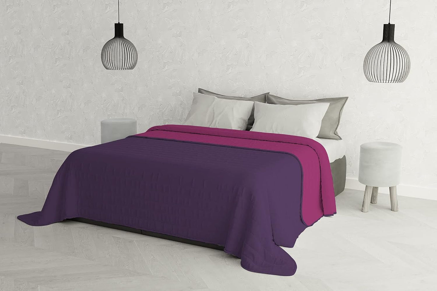 Italiaans beddengoed Estivo tweepersoonsbed, microvezel, kastanje/grijs, 260 X 270 Cm Dekbedden en dekbedden Naty Shop Viola/Fuchsia