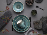 Creatable, Caldera-serie, vaatwasser- en magnetronbestendige serviesset van steengoed, kwaliteitsproductie (groene 8-delige comboset)