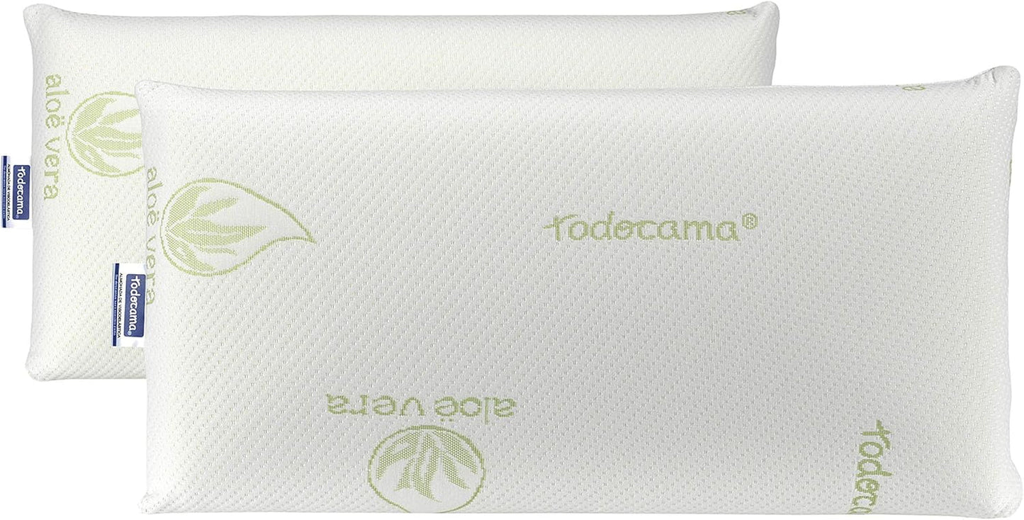 Todocama Todolit visco-elastisch aloë vera plus kussen, groen, 2 stuks, 75 cm Naty Shop standaard kussens 75 cm