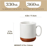 MALACASA koffiemokkenset, steengoed mokkenset van 350 ml voor 4 personen, moderne koffiemokken voor thee, sap, latte, cappuccino, warme chocolademelk. Vaatwasmachine- en magnetronbestendig, TARA serie, kaki wit