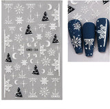 JMEOWIO Nagelsticker Weihnachten 6 Blatt Nail Art Sticker Selbstklebend Nagelaufkleber Schneeflocke Winterurlaub Niedlich Decoratie Nageldesign Zubehör