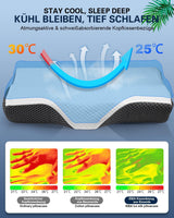 IDEA Kussen, Ergonomisch Orthopedisch Kussen voor Nekpijn, Memory Foam Kussen voor Zij-, Rug- en Buikslapers, Anti-Snurkkussen voor Mannen Vrouwen (62 * 34,5 * 12/8CM) Cervicale Orthopedische Kussens Naty Shop