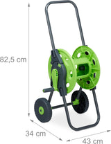 Relaxdays Slangenwagen 45m 1/2" Waterslanghaspel Tuin 82,5 x 43 x 34 cm Grijs-Groen