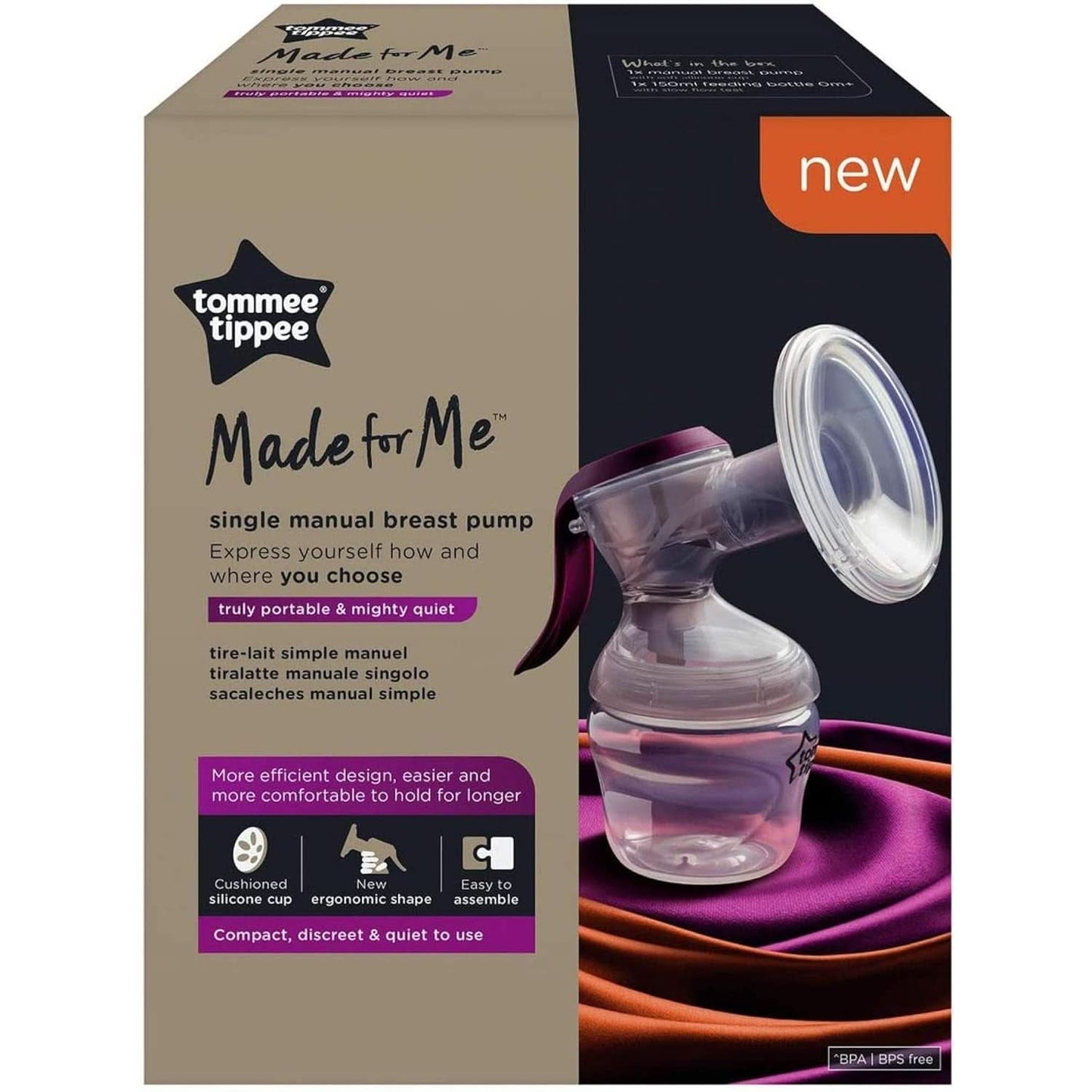 Tommee Tippee "Made for Me" Handmatige borstkolf, ergonomisch handvat, BPA-vrij, transparant Accessoires Voeding en borstvoeding Bebe Naty Shop