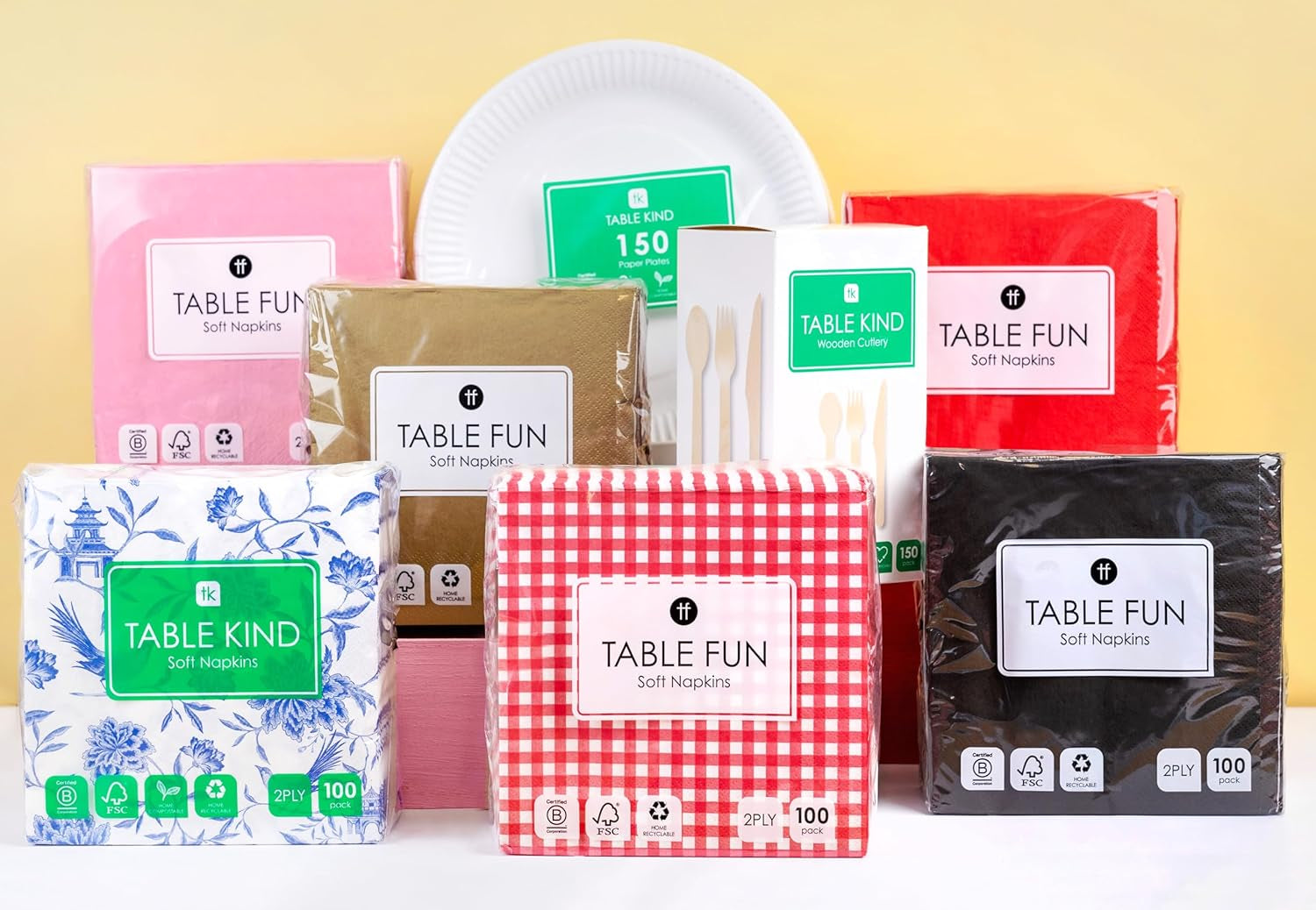 Tafelsoort | 100 stuks bulkverpakking Zacht gerecycled papier Servetten Bruin Wegwerpfeestservetten Geschikt voor dagelijks gebruik Milieuvriendelijk Kraft Ongebleekt Composteerbaar Gemaakt in de EU 2-laags 33 cm