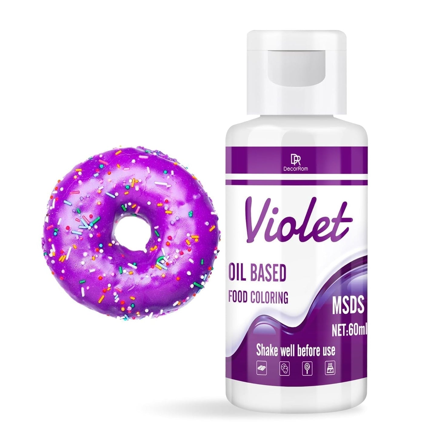 Fettlösliche Lebensmittelfarbe Für Schokolade - 60Ml Ölbasis Lebensmittelfarben Für Fondant, Torten Decoratie, Backen - Flüssige Voedselkleuring voor Kakaobutter, Botercrème, Kuchen (Schwarz) Naty Shop Violett