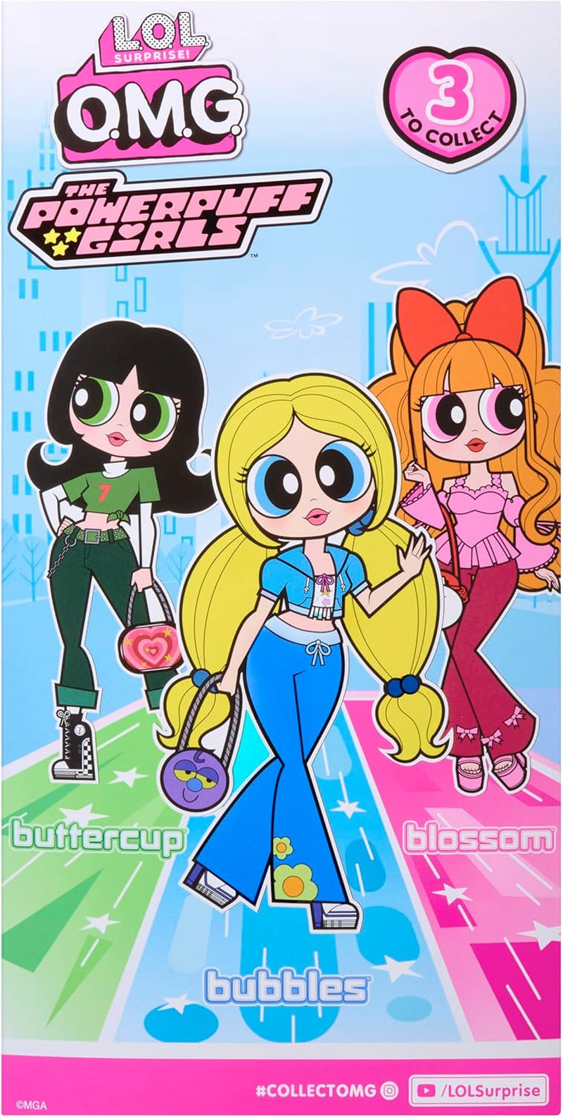 LOL. Verrassing! OMG The Powerpuff Girls Puppe - Bubbles - Enthält 1 Modepuppe, inclusief outfit en accessoires, 3 samen