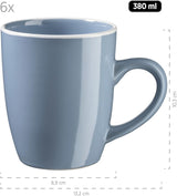 MÄSER 931844 Elissa-serie moderne serviesset voor 6 personen, blauw met witte rand, 24-delige combinatieset, keramiek