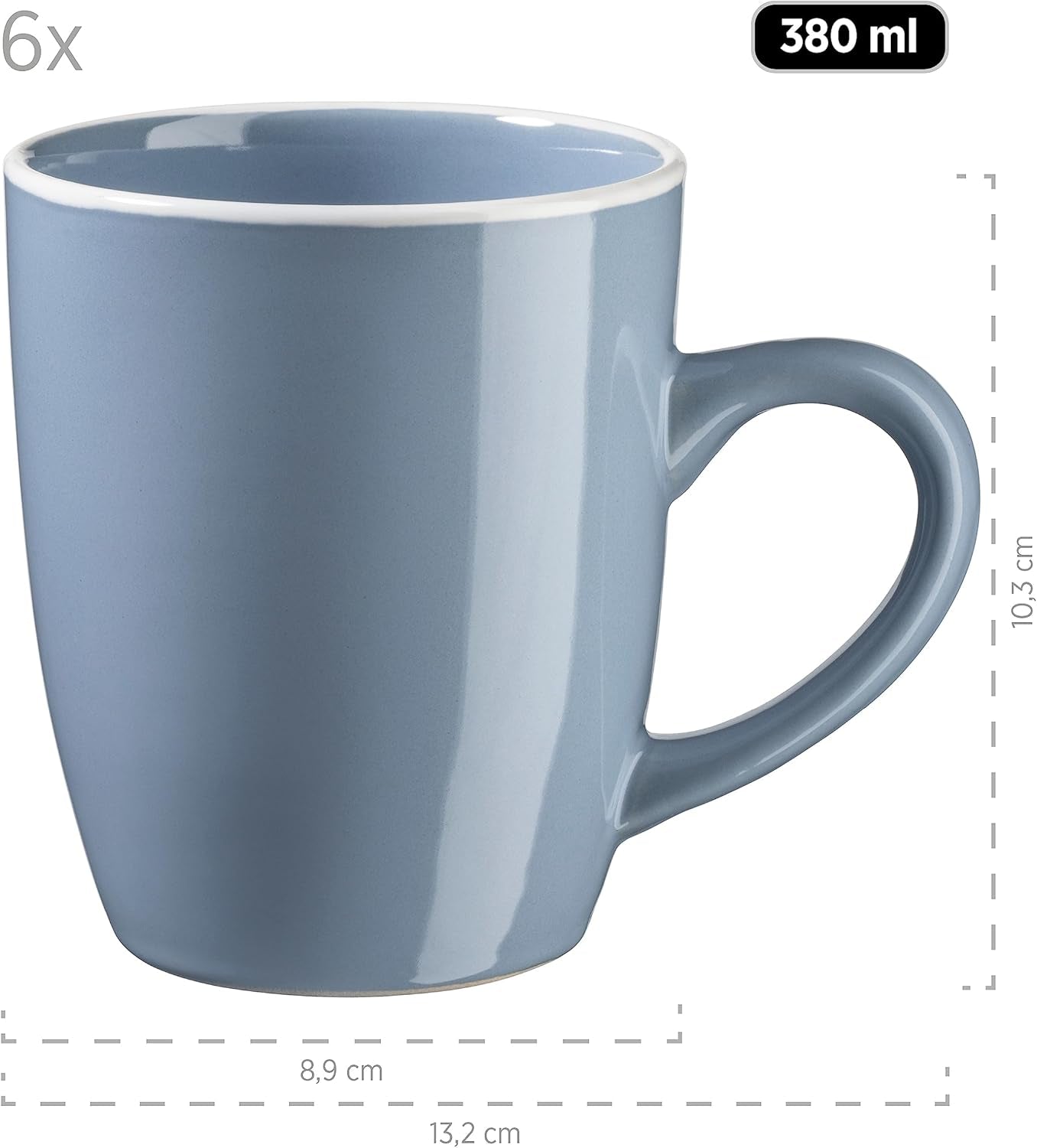 MÄSER 931844 Elissa-serie moderne serviesset voor 6 personen, blauw met witte rand, 24-delige combinatieset, keramiek