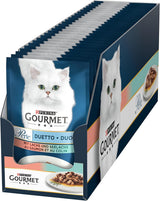 Gourmet Perle Duetto Nat kattenvoer met zalm en gele kabeljauw, 26 stuks (26 x 85 g)