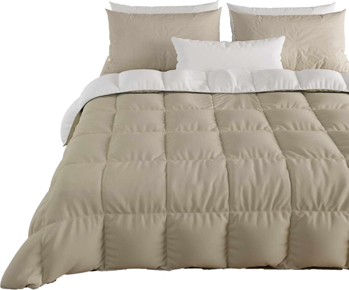PETTI Artigiani Italiani - Winterdekbed voor tweepersoonsbed, maxi, monochroom, dubbelzijdig, wit, grijs, 100% Made in Italy Dekbedden en dekbedden Naty Shop Bruin Bedmaat 120-130X200: [Quilt 220 X 260 Cm]