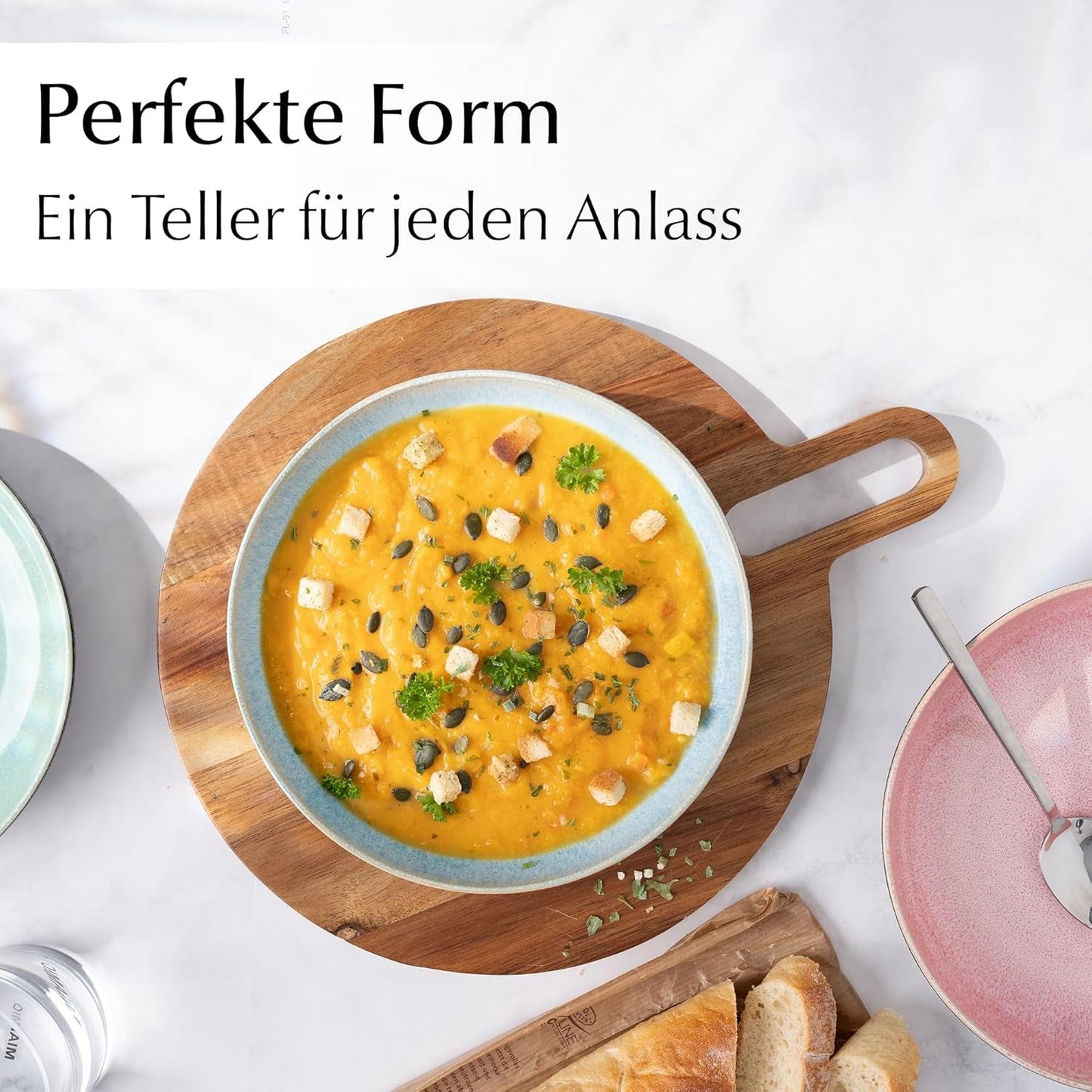 MIAMIO - Dinerborden, set van 6 (850 ml) / grote en diepe pastaborden, bordenset voor 6, keramische slakom / vaatwasser- en magnetronbestendig - Las Palmitas-collectie