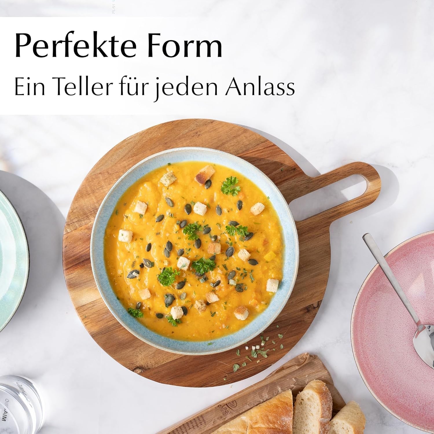 MIAMIO - Dinerborden, set van 6 (850 ml) / grote en diepe pastaborden, bordenset voor 6, keramische slakom / vaatwasser- en magnetronbestendig - Las Palmitas-collectie