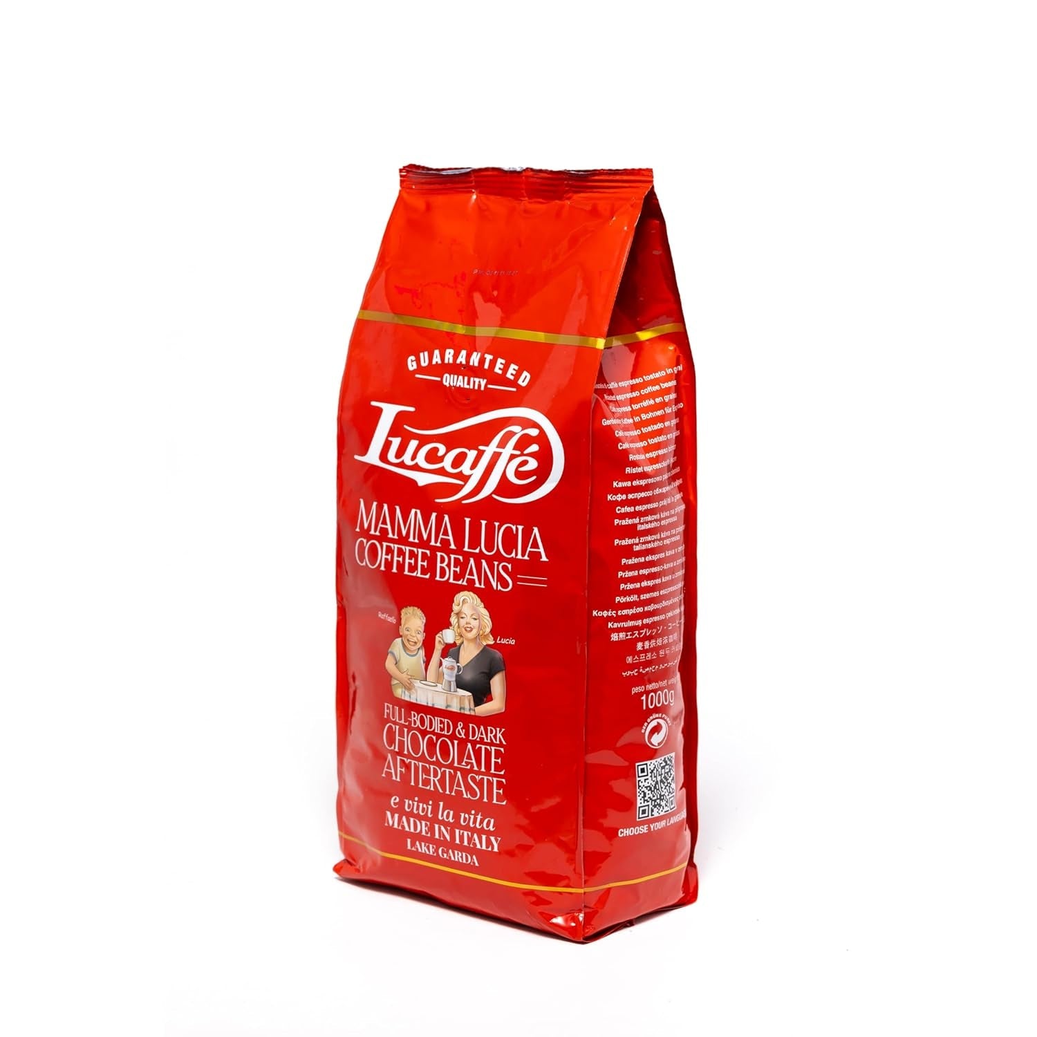 Lucaffé - Kaffeebohnen Mamma Lucia, 1 kg | Kaffee aus ganzen Bohnen für cremigen Espresso | Helle Röstung | intensiever en cremiger Gesmack