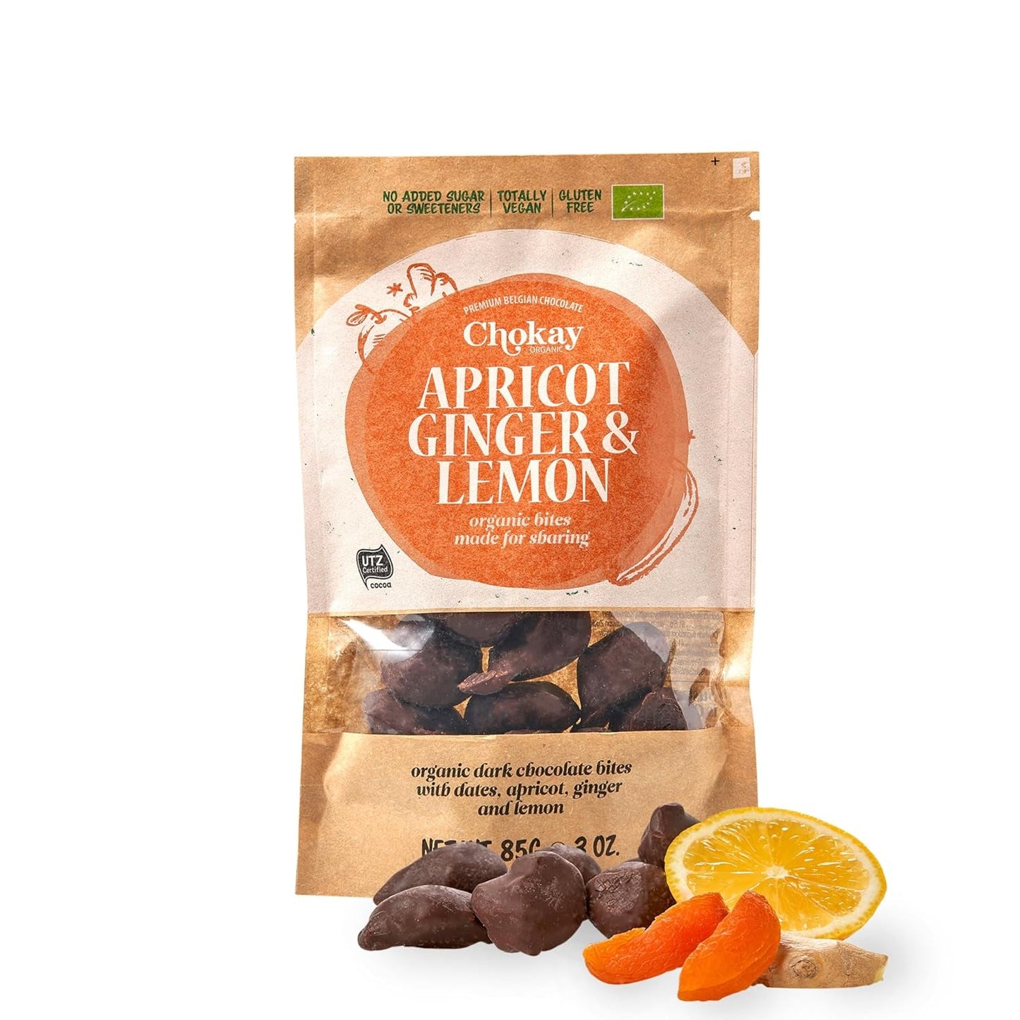 Biologische Bites - Kaneelamandelen en pure Belgische chocolade-amandelen / Geen toegevoegde suiker, geen zoetstoffen / Veganistisch en Fair Trade / 1 x 85g
