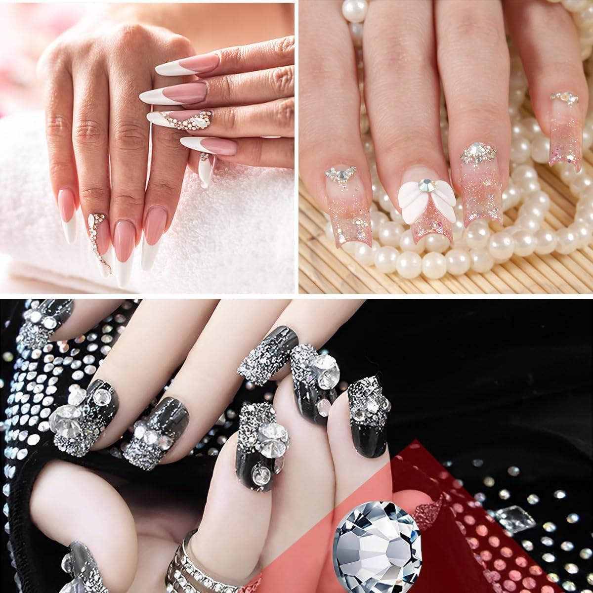 4600 Stück Strasssteine ​​​​Für Nägel, Nagel Glitzersteine ​​​​3 Verschiedene Stil Flache Nail Gems Nägel Steine ​​​​Klein Nagel Steinchen Mit Pinzette en Strass Picker Dotting Pen Für Nägel/Kleidung/Handwerk