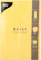 50 zakjes bestekservetten 'DAILY Collection' 48 Cm X 30 Cm geel met vouw voor bestek
