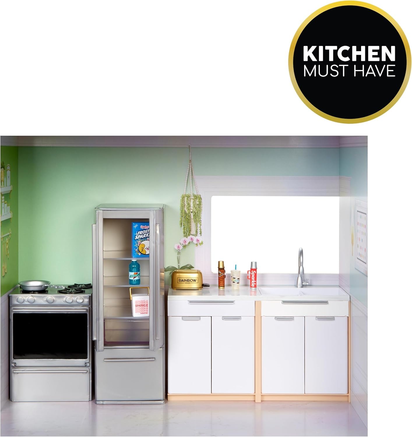 Rainbow High Townhouse - Houten poppenhuis van 3 verdiepingen met 5 kleurrijke kamers en terras - Volledig ingericht huis met lift en functionele accessoires - Speelgoed voor kinderen van 4-12 jaar en ouder Naty Shop Dollhouses