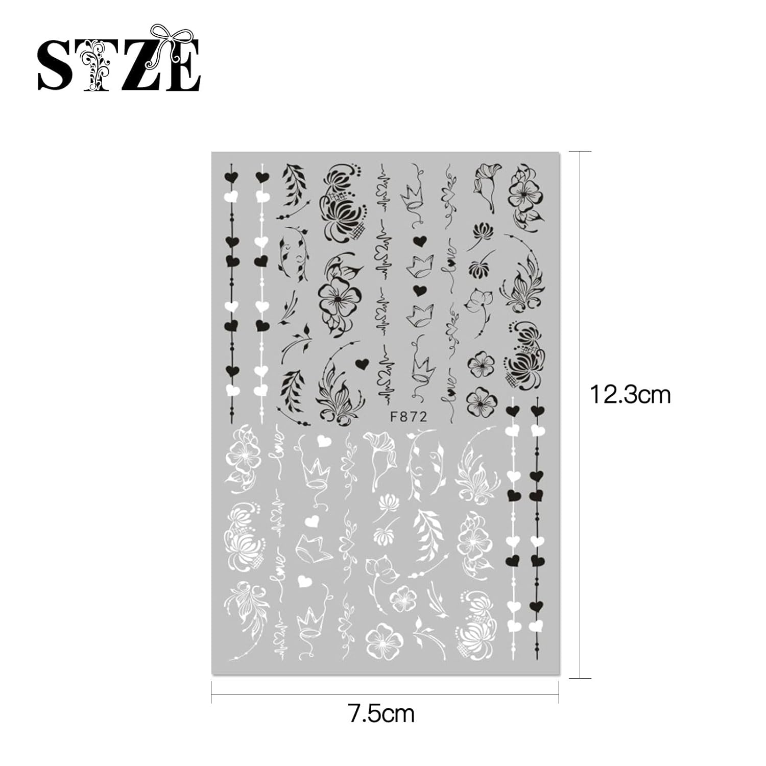 JMEOWIO Nagelsticker Blumen 10 Blatt Nagelaufkleber Selbstklebend Zwart Wit Blossom Nail Art Sticker Decoratie Nageldesign Zubehör