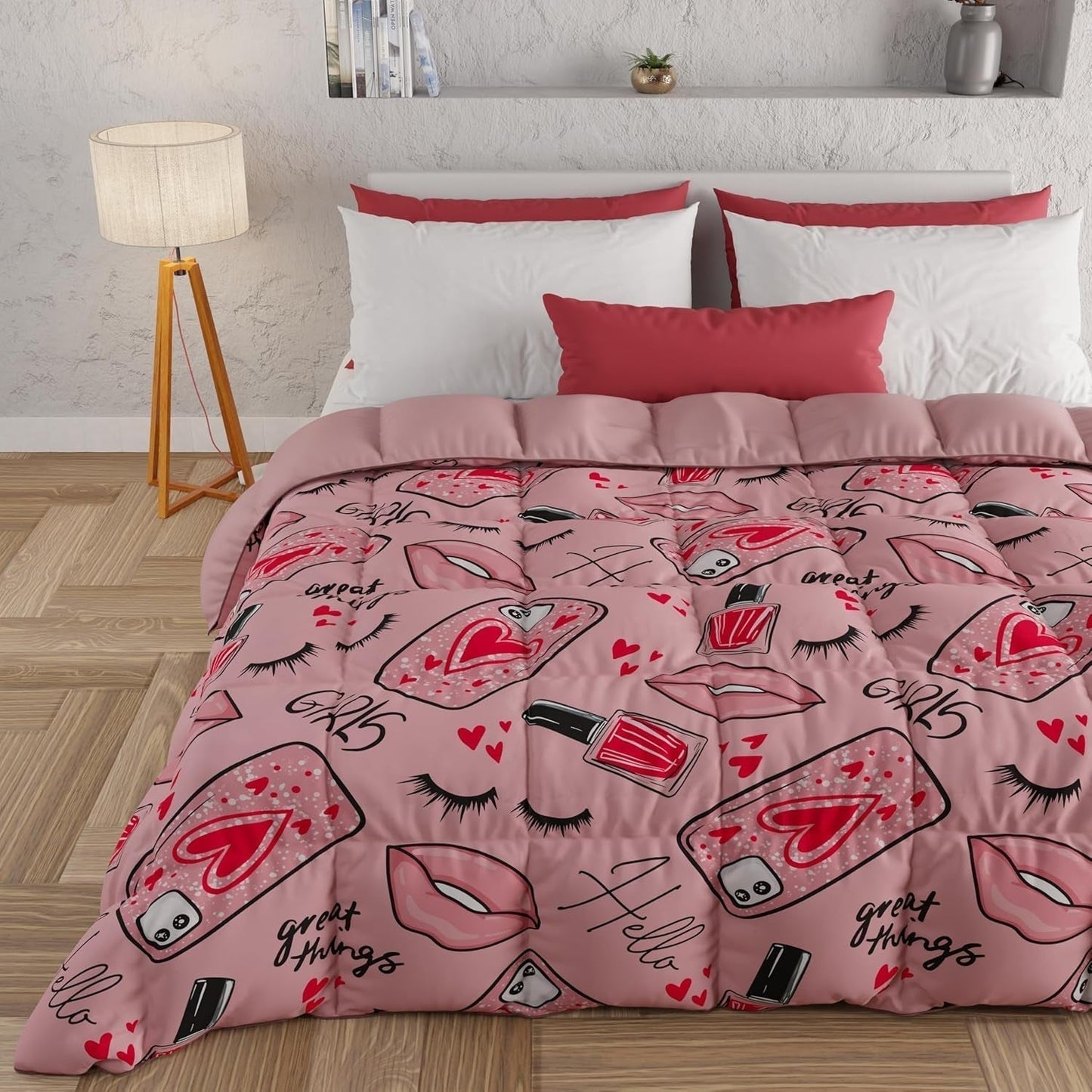 PETTI Artigiani Italiani - Winterquilt, Winterquilt, Eenvoudige quilt, Dubbelzijdig, Monocolor en digitaal printen, 100% hypoallergene microvezel, Made in Italy