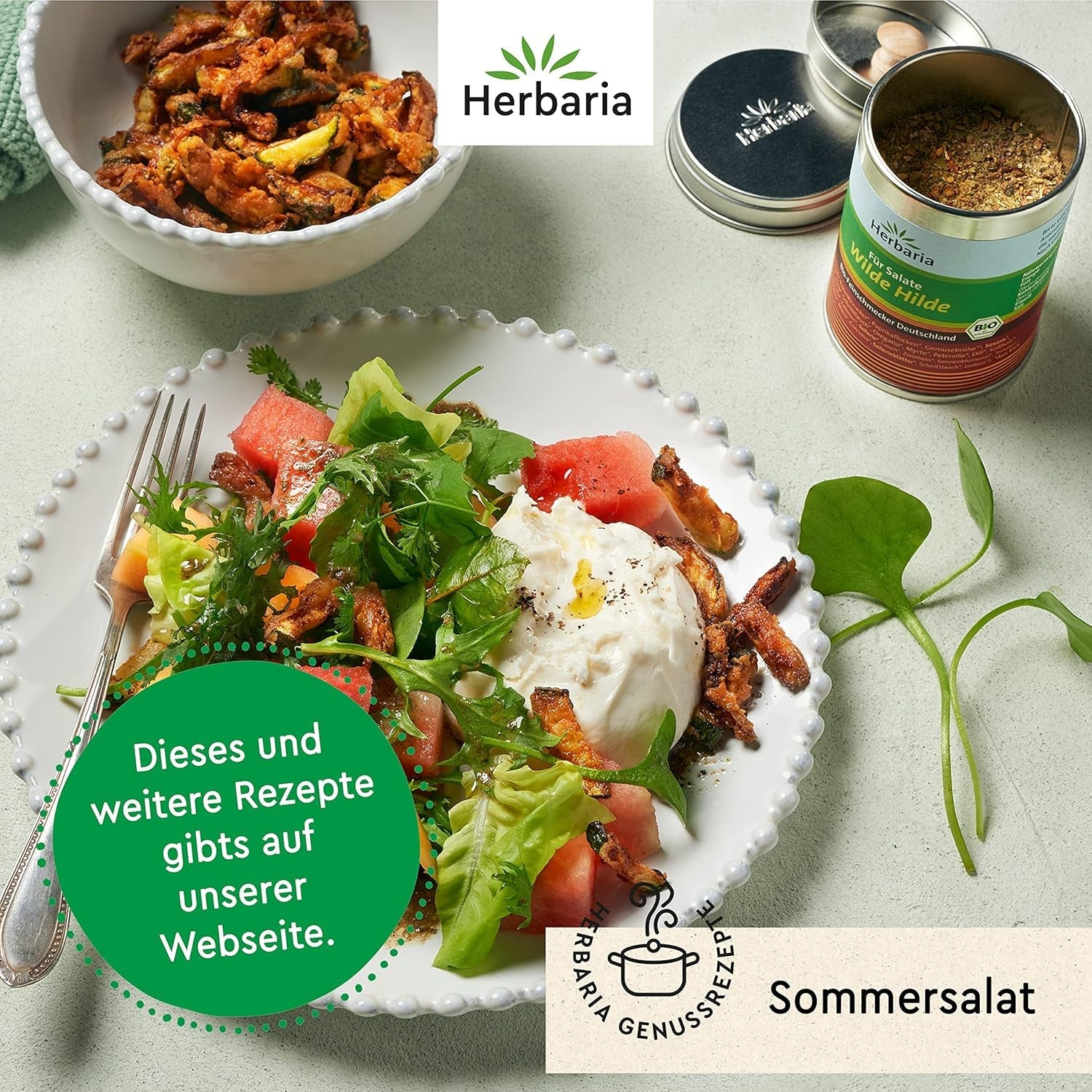 Herbaria Wilde Hilde bio 100g M-Dose-fertige Bio-Gewürzmischung - Saladegewürz für ausgefeilte Salade - mit erlesenen Ingrediënt - in nachhaltiger Aromaschutz-Dose