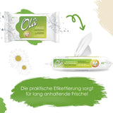 OLA nat toiletpapier - (1X40 stuks) Vochtige doekjes - kamille-extract en melkzuur, wasbaar, gevoelige huid - 40 stuks