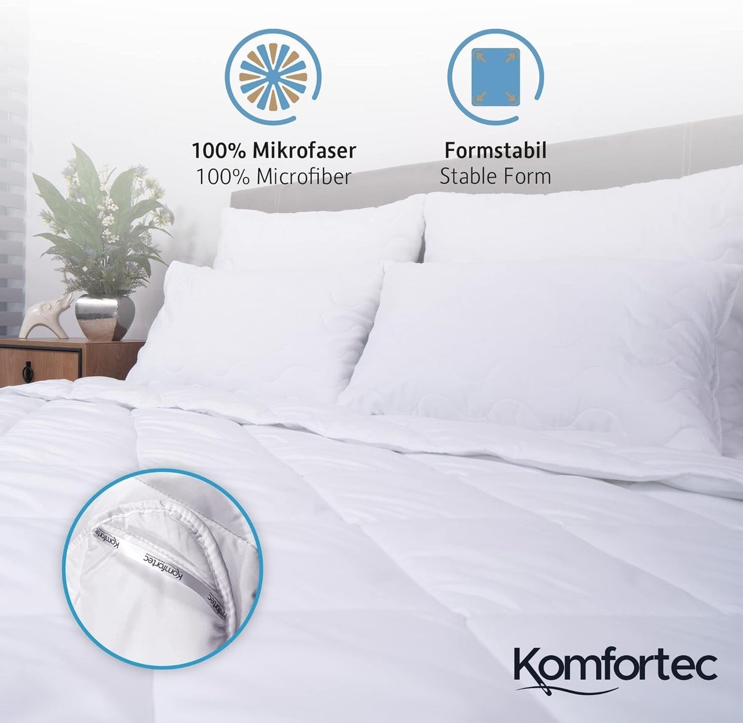 Komfortec Zomerdeken 135X200 Cm, 170Gsm, Dunne en lichte deken voor de zomer, anti-allergische deken, wit Quilts en quilts Naty Shop