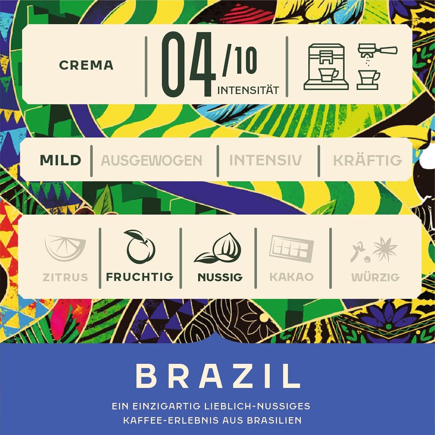 Jacobs Kaffeebohnen Origins Brazilië, mild-nutsiger Geschmack aus Brasilien, geröstet in Bremen, Intensität 4/10, Kaffee ganze Bohnen, 1 kg