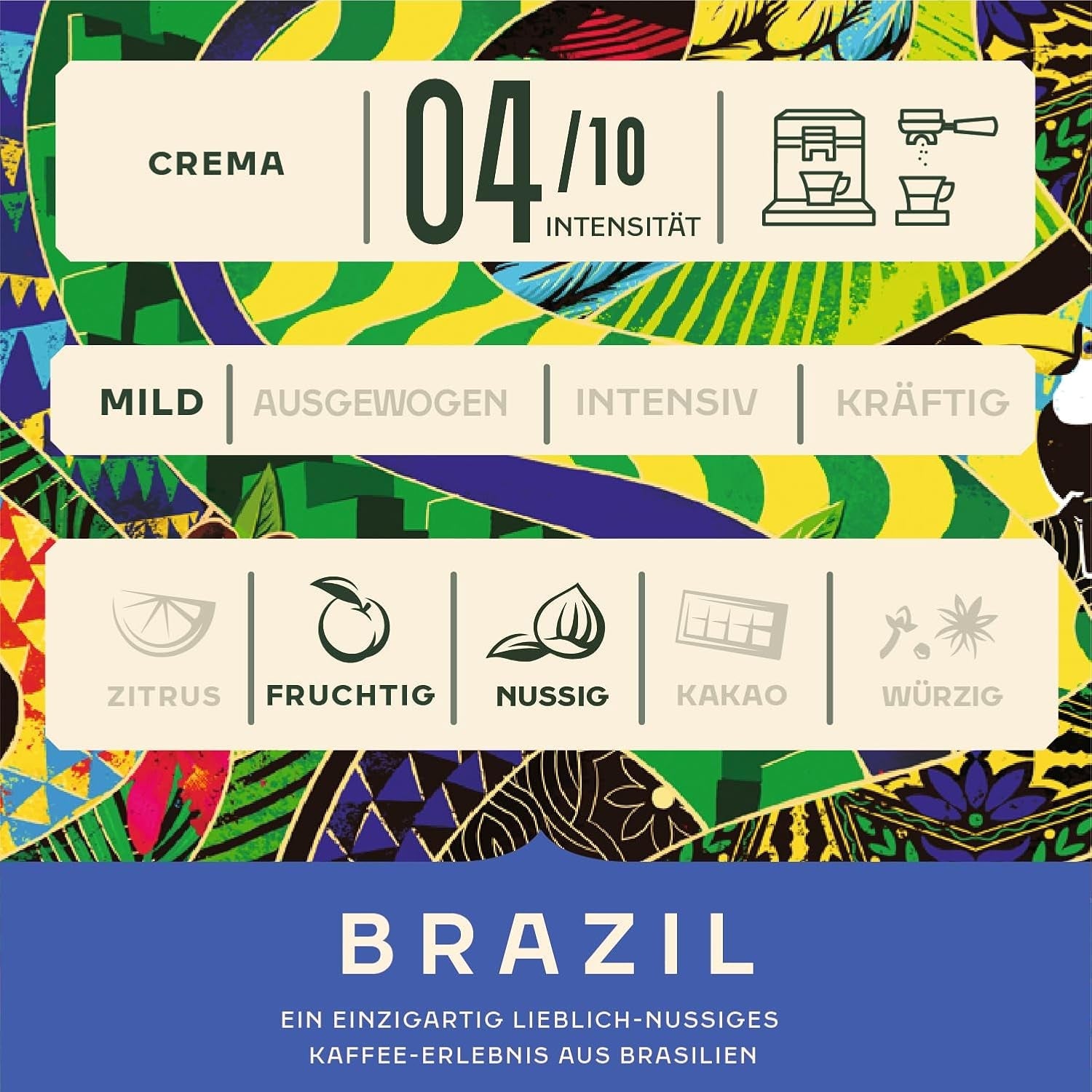 Jacobs Kaffeebohnen Origins Brazilië, mild-nutsiger Geschmack aus Brasilien, geröstet in Bremen, Intensität 4/10, Kaffee ganze Bohnen, 1 kg