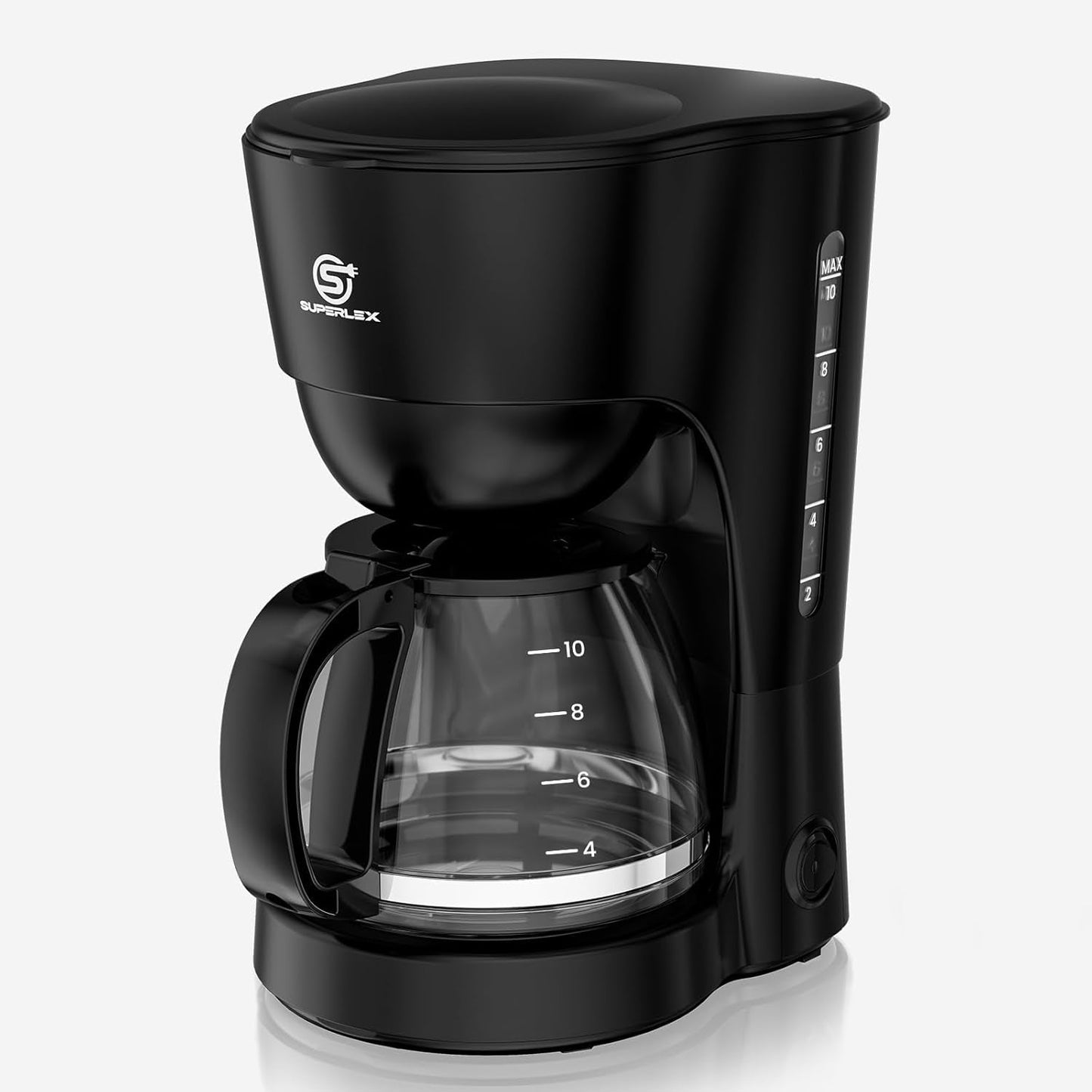 Filterkoffiezetapparaat van 1,25 liter voor 10 kopjes filterkoffie, vaatwasmachinebestendige glazen karaf, thermoskan, antidruppelsysteem, automatische uitschakeling, 600 W, waterloze kookbeveiliging voor thuis en op kantoor