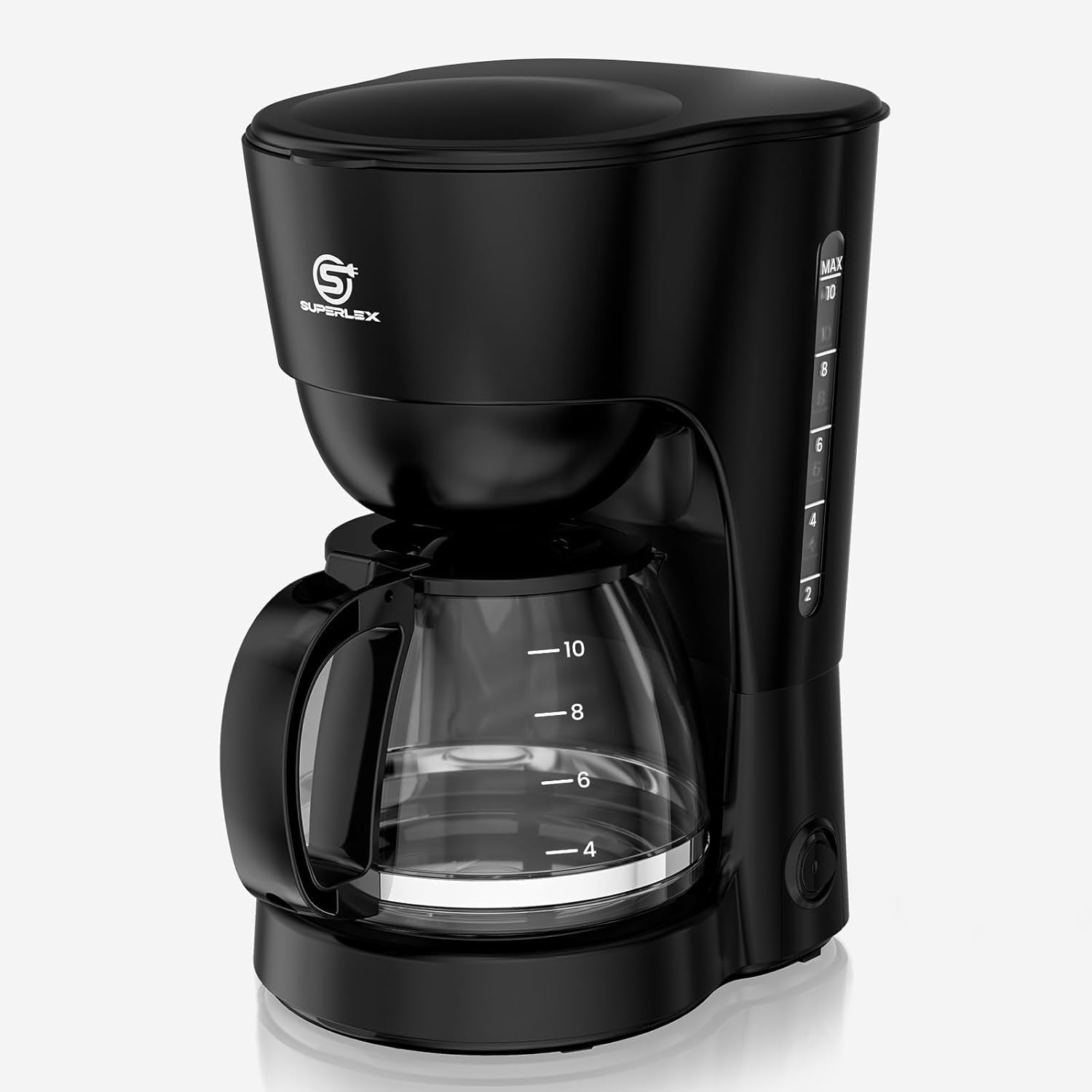 Filterkoffiezetapparaat van 1,25 liter voor 10 kopjes filterkoffie, vaatwasmachinebestendige glazen karaf, thermoskan, antidruppelsysteem, automatische uitschakeling, 600 W, waterloze kookbeveiliging voor thuis en op kantoor