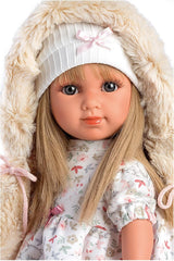 Llorens 1053541 Elena blond haar blauwe ogen mode zachte lichaamspop inclusief mode-outfit met kapmantel 35cm