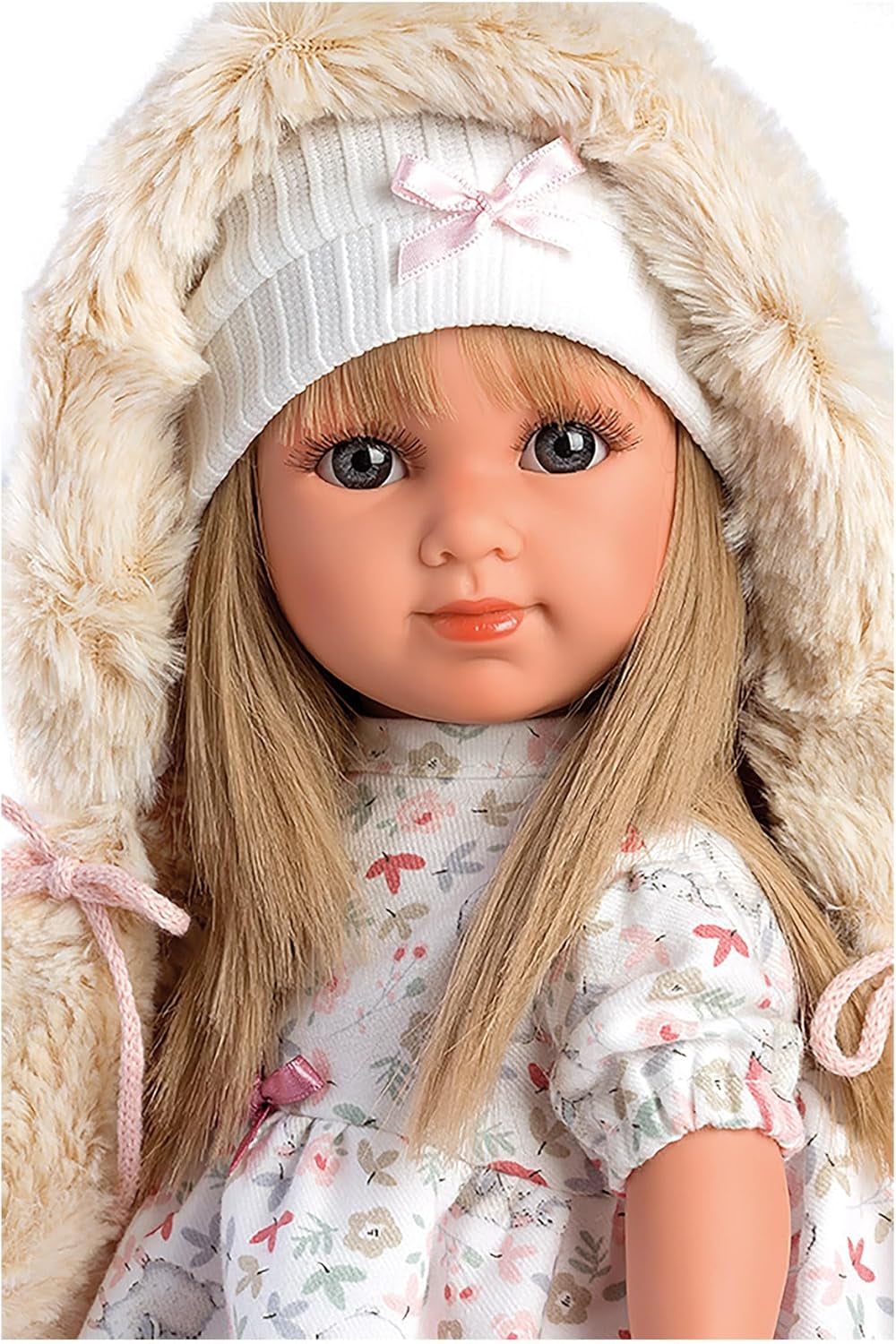 Llorens 1053541 Elena blond haar blauwe ogen mode zachte lichaamspop inclusief mode-outfit met kapmantel 35cm