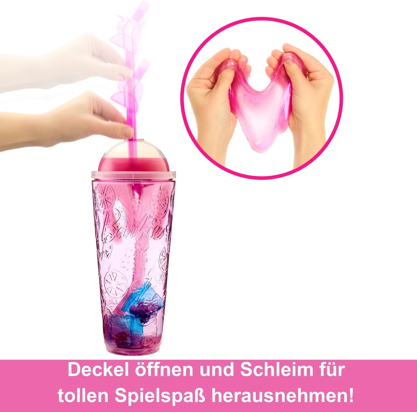 Barbie Pop Reveal Fruit - Verrassingspoppen met 8 fruitige verrassingen, waaronder een positioneerbare pop met de geur van aardbeienlimonade en een donzige puppy, vanaf 3 jaar, HNW41