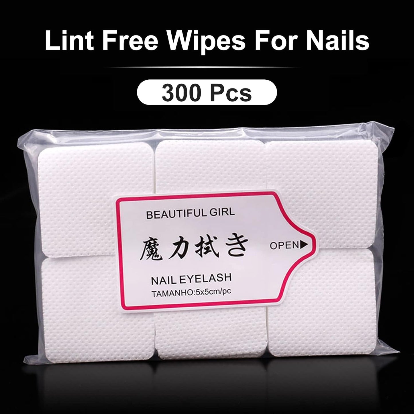 Qufiiry 300 Stück Fusselfreie Nageltücher, Pluisvrije Nageldoekjes, Fusselfrei Nagel Wattepads, Nagel Wischtücher Für Cleaner Gelnägel Nagellackentferner Wattepads Nageldoekjes Pads