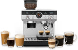 Krups Precision handmatige espressomachine met portafilter en molen, barista koffiemachine met intuïtief bedieningspaneel, pre-infusie instellingen, espressomachine met stoompijpje, snelle opwarming, XP801T10