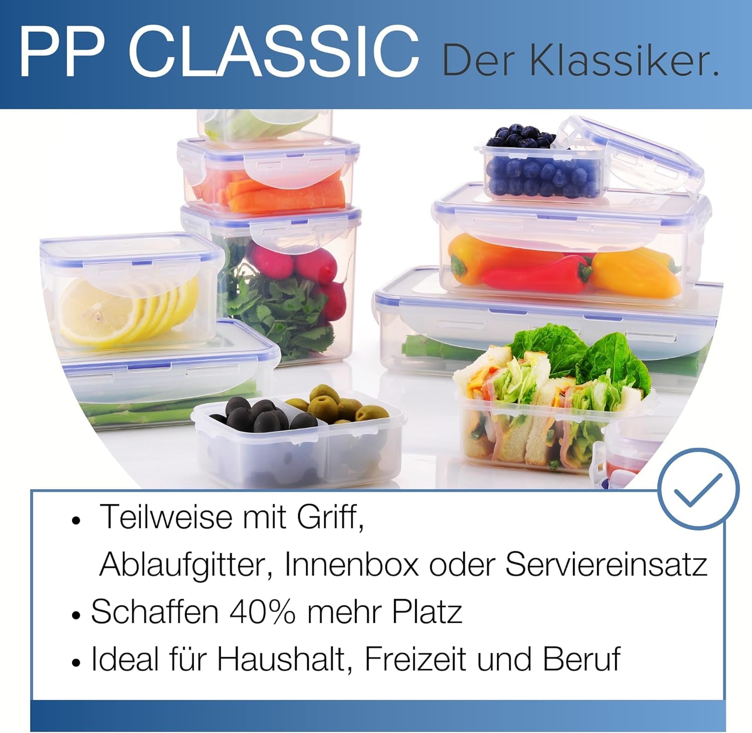 LocknLock PP Classic voedselbewaarpottenset 5-delig | 180 ml, 350 ml, 600 ml, 870 ml, 3,6 liter | 100% lucht- en waterdicht | zonder BPA | vriezer- en koelkastorganizer | vaatwasser- en magnetronbestendig Naty Shop voedselbewaardozen