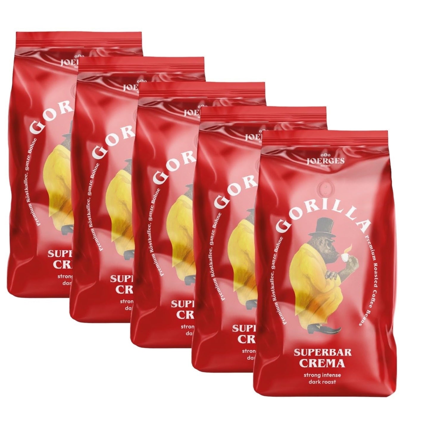 Joerges Espresso Gorilla Super Bar Crema koffiebonen, pak van 5 (5 x 1 kg)