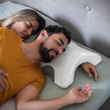 InnovaGoods - Visco-elastisch nekkussen voor koppels, Ergonomisch ontwerp voor ontspanning van koppels, Traagschuim voor drukverlichting, Afneembare hoes, Wit, 36 x 12,5 x 30,5 cm, Traagschuim