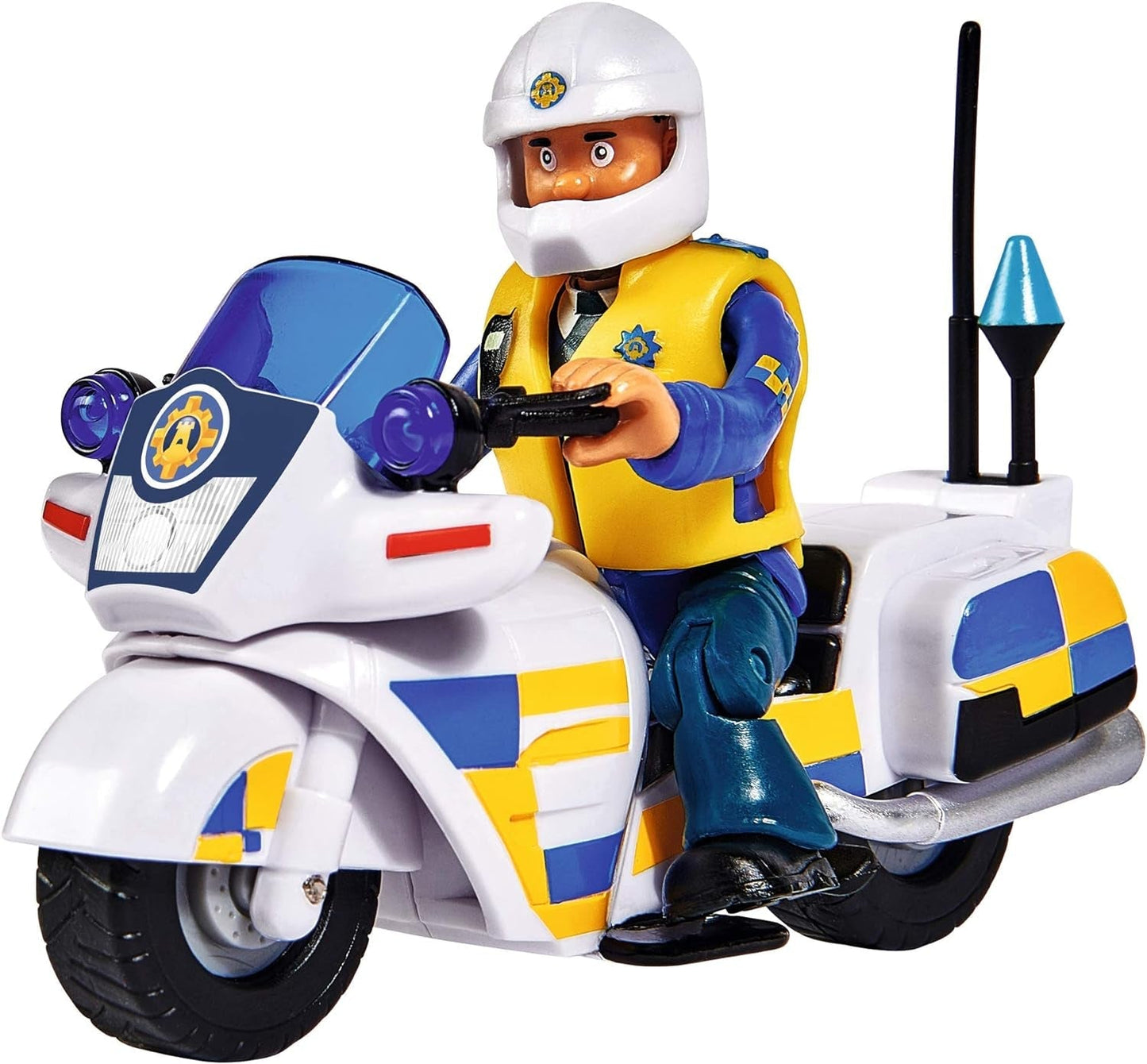 Simba 109251092 - Brandweerman Sam politiemotor, Met Malcolm-figuur, Met accessoires, Seizoen 12, Vanaf 3 jaar Actiefiguren Naty Shop Single