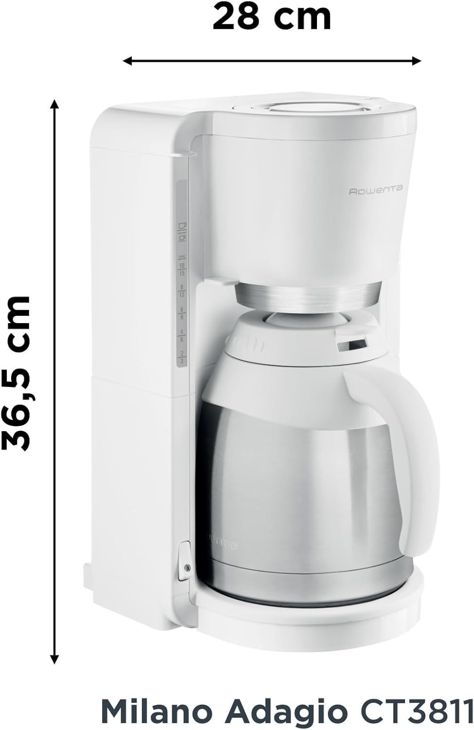 Filterkoffiezetapparaat Rowenta CT3811 Adagio Milano | Met roestvrijstalen thermische karaf | 10-15 kopjes | Automatische uitschakeling | Wit/roestvrij staal