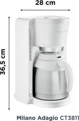 Filterkoffiezetapparaat Rowenta CT3811 Adagio Milano | Met roestvrijstalen thermische karaf | 10-15 kopjes | Automatische uitschakeling | Wit/roestvrij staal