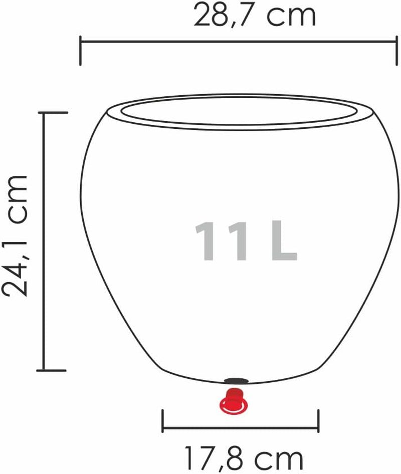 Scheurich Lineo, kunststof plantenbak, zwart graniet, diameter 30 cm, hoogte 24,1 cm, inhoud 11 l.