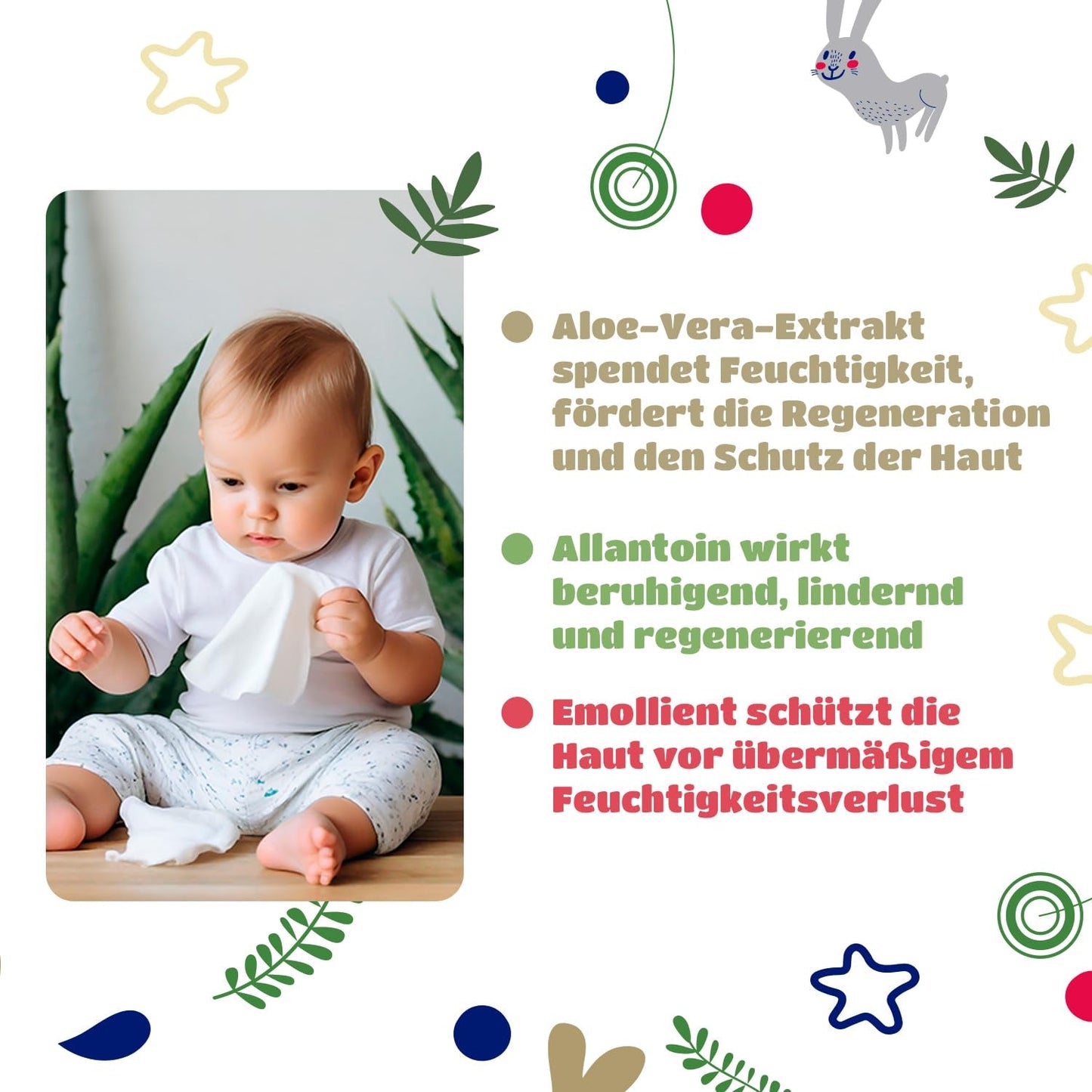 Kindii Natural Balance vochtige doekjes voor baby's – (1 x 60 st.) Vochtige doekjes voor baby's en kinderen – Beschermend, Aloë Vera, delicate geur – 60 st.