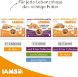 IAMS Delights Land Collection Natvoer voor katten - Multipack met vleessoorten (lamsvlees, rundvlees, kip en kalkoen) in saus, natvoer voor katten vanaf 1 jaar, 12 x 85 g