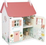 Janod - Mijn eerste houten poppenhuis - 10 accessoires - Poppenmeubels - Magnetische deuren en afneembaar dak - FSC-gecertificeerd houten speelgoed - Vanaf 3 jaar